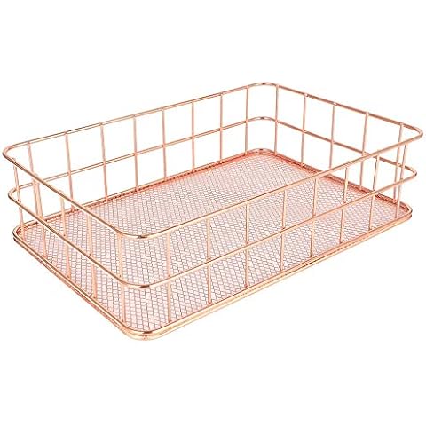gotyou Rotgold Aufbewahrungskorb aus Schmiedeeisen,Metall-Speicher-Korb,Eisen Metallgitter Regale Cover