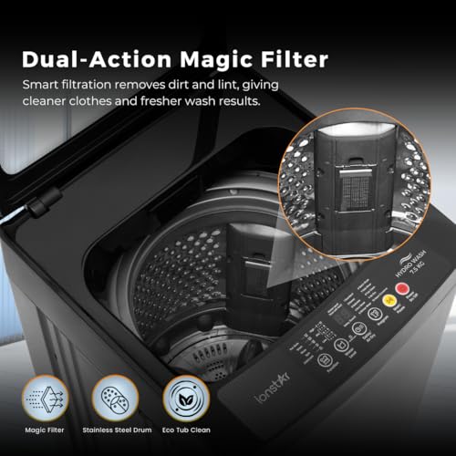 Image of ionstar 7.5 KG 5 Star Fully Automatic Top Loading Washing Machine | 10 Ai+ Washing Programs | Heavy Duty | Dual Action Magic Filter | Deep Clean | Soft Closing| Powerful Copper Motor | 75HYDRO-G6BG-N1