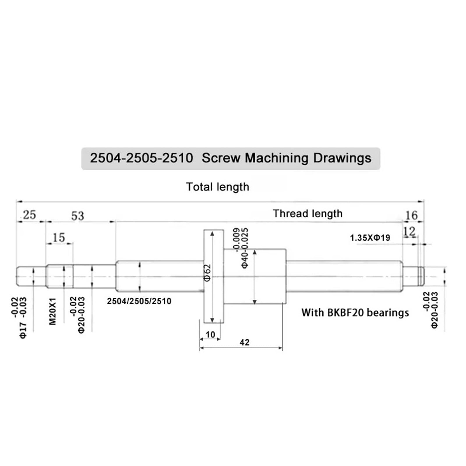 Metal Ball Screw nut end Processing 1050-2000mm SFU2510 Ball Screw Nut with BKBF20 End Machining+Ball Screw Nut+Supporter+Coupling(1050mm)