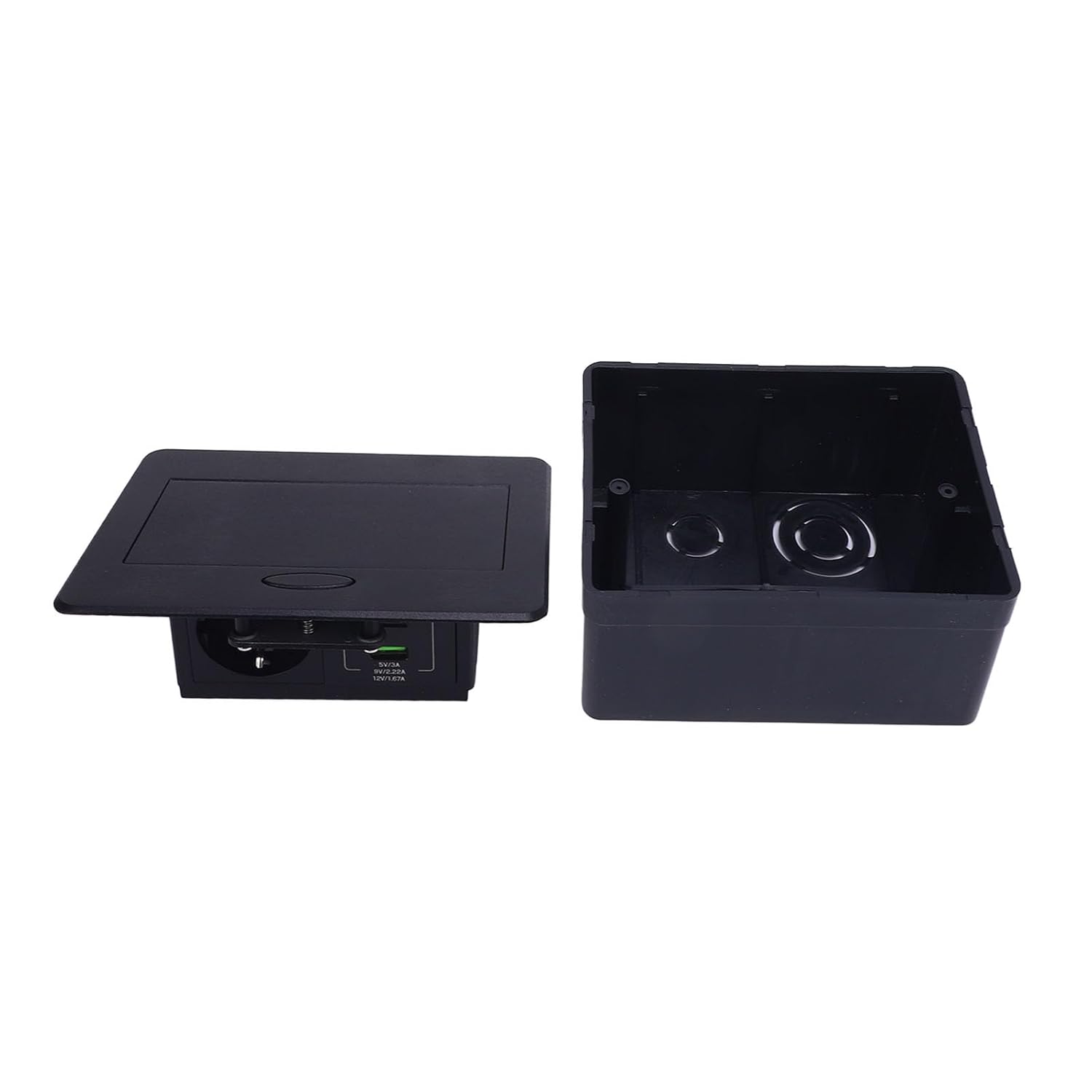 Floor Recessed Outlet Box, Waterproof Aluminum Alloy Flat Plug Kit with USB A C Holes Ideal for Home and Office Use