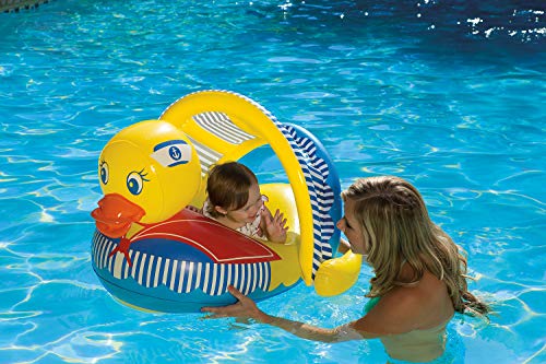 Poolmaster 81547 Learn-To-Swim Swimming Pool Float Baby Rider With Sun Protection, Duck 36 Long X 32 Wide, Deflated #TOP3