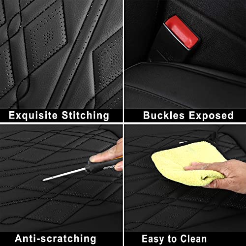Huidasource Car Seat Covers Full Set, Leather Vehicle Cushion Covers, Universal Fit For Most Car Sedan Suv Pickup Truck, Fit Acura Honda City Nissan Altima Mazda Hyundai Audi A3 A4(Full Set/Black) #TOP4