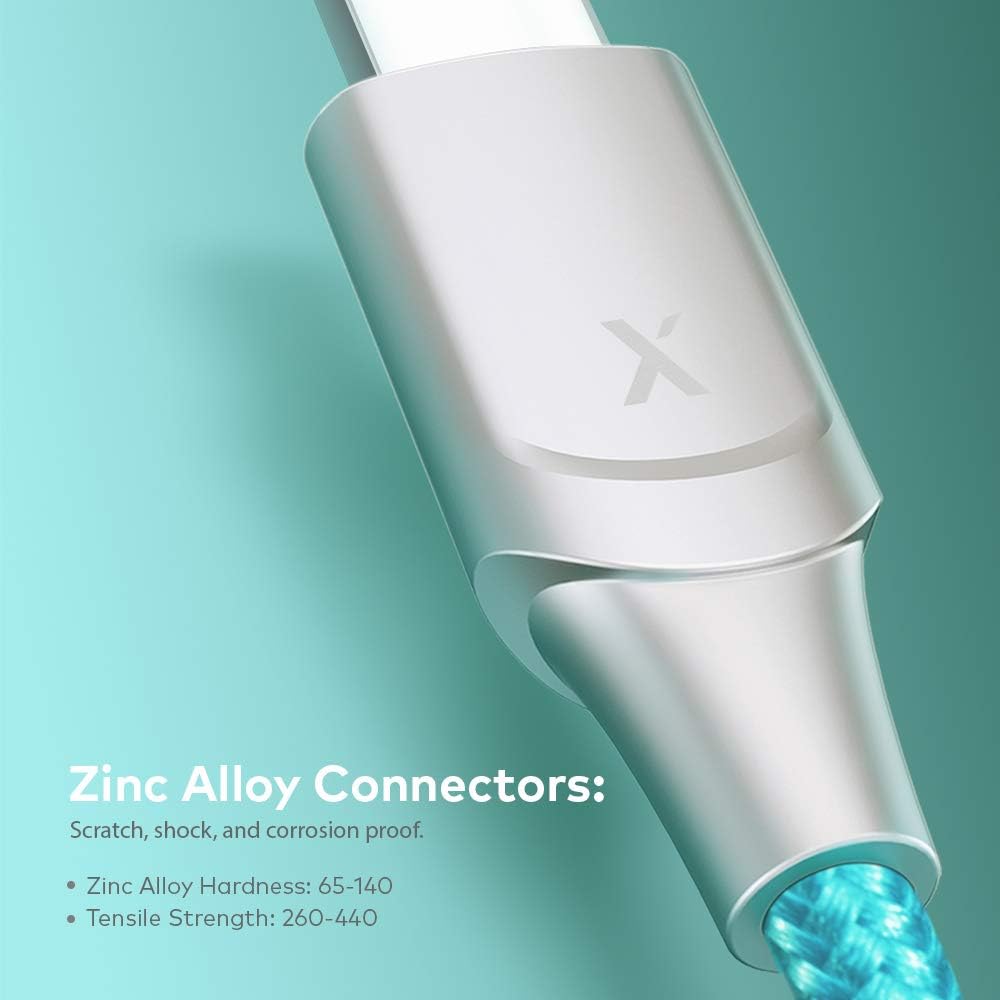 XCENTZ Lightning Cable MFi Certified iPhone Cable Premium Double Nylon Braided Fast Charging Cable for iPhone X/XS/XS Max/XR / 8 Plus / 7/7 Plus / 6s / 6s Plus/iPad/iPod, Blue, 6'