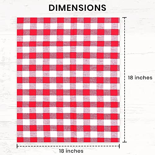 Candy Cottons 100% Cotton Cloth Napkins, Dinner Napkins, Gingham Checks Red And White, Pack Of 6, 100% Pure Cotton, 18"X18", Table Napkin #TOP4
