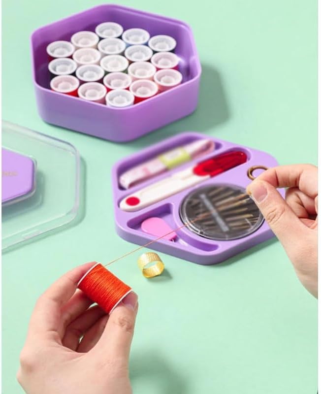 LWECMGSA ABS Sewing Kit Home Portable Box Multiple Functions Tool Needle Thread