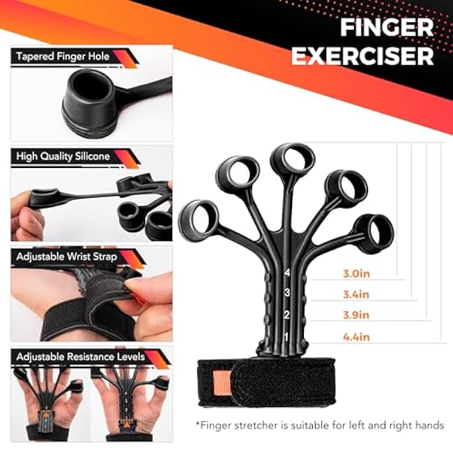 Grip Strength Trainer Kit (5 Pack) with Hand Grip Strengthener Electronic Counting, Forearm Strengthener, Finger Exerciser, Stress Relief Ball, and Forearm Workout Ring for Hand Therapy Forearm Strength Training