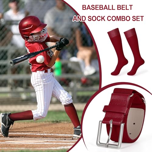 Image of XZQTIVE Baseball Softball Socks and Baseball Softball Belt Combo Set Knee-High Soccer Socks for Kids Youth Adult