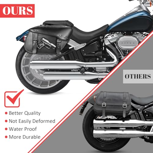 Quixofiber Alforjes de motocicleta 32L de grande capacidade de couro PU bolsas laterais à prova d'á