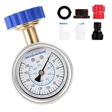 طقم قياس ضغط المياه MEASUREMAN مقاس 2-1/2 بوصة،مجموعة مكونة من 6 أجزاء، نحاس خالٍ من الرصاص، قرص مقاس 2-1/2 بوصة، 0-200 رطل/بوصة مربعة، مملوء بالجلسرين، خيط خرطوم مقاس 3/4 بوصة، بالإضافة إلى 5 محولات