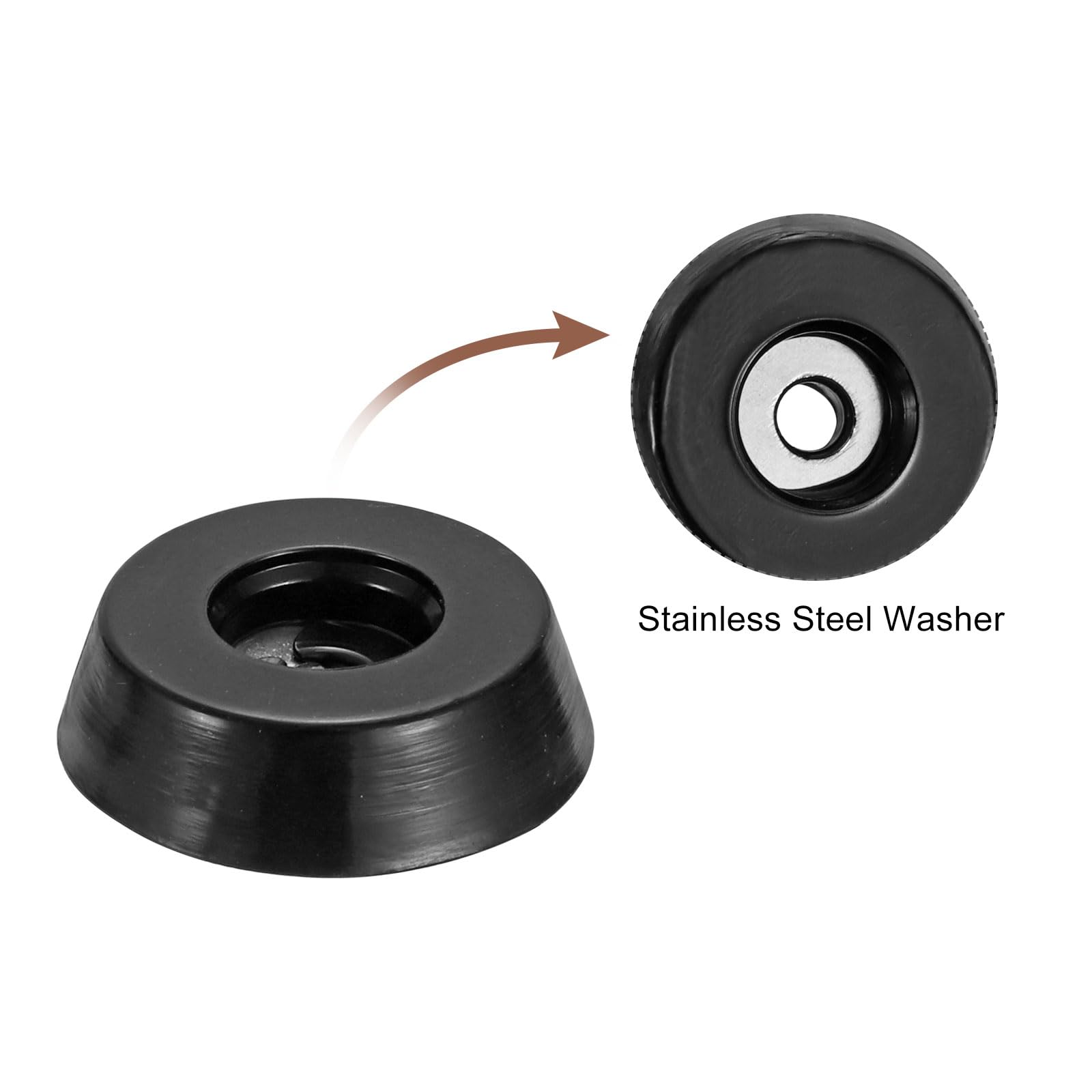 uxcell 18Pcs Rubber Bumper Feet, 0.2" H x 0.71" W Round Pads with Stainless Steel Washer and Screws for Furniture Appliances - Image 3