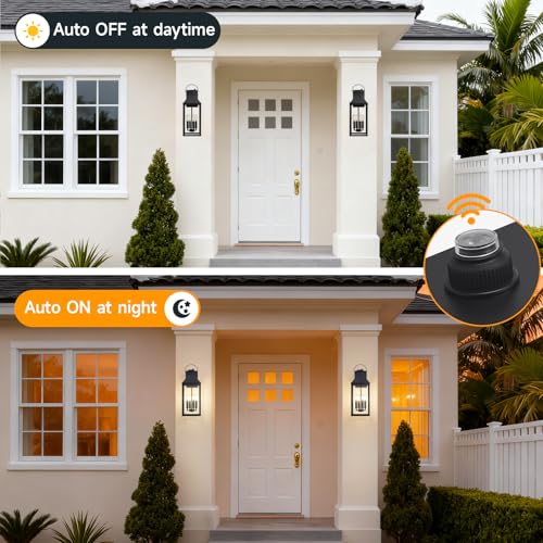 Image of Dusk to Dawn Outdoor Wall Lantern, 22'' Large Exterior Porch Sconce Lights