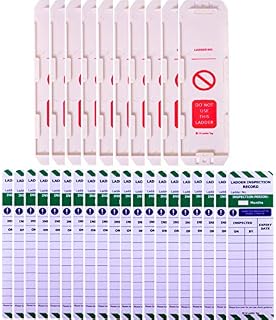 LV Ladder Inspection Tags - 10 Holders and 20 Inserts - Full Pack, Fits all ladder types, Suitable for indoor and outdoor use