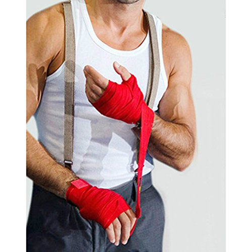 Tongina 2 Pcs Mão Interna Luvas De Punho Bandagens MMA Muay Thai Protetor De Mão - Vermelho