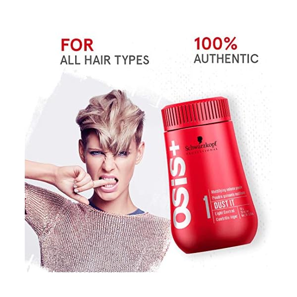 OSiS+ Dust It – Mattifying Volume Powder – long-lasting Hold, Strong Control and Separation – Matte Effect Texturizer Product for Wild Hair Styling and Volumizing, 0.35 oz