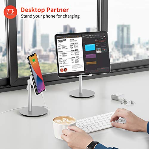 image for Cell Phone Stand, Tablet Holder, SAIJI Height Adjustable Aluminum Moun