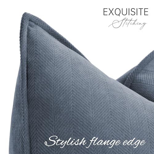 ZWJD Dusty Blue Pillow Covers 12x20 Set of 2 Chenille Throw Pillow Covers with Elegant Design Soft and Luxurious Decorative Throw Pillows for Couch, Bed, and Home Decor