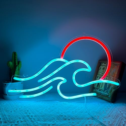 Hinittey Wave Neon Signs - Sunrise Sunset LED Neon Lights with Dimmable Waves for Bedroom, Gaming Room, Hotel Decor - Cool Gifts for Birthday, Xmas, Holiday