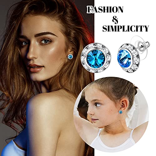 BESTEEL 6/12 Pairs Hypoallergenic Dance Competition Earrings for Women Shiny Rhinestone Stud Earrings Set Acrylic Halo Crystal Stud Earrings Multicolor for Stage Opera Performance Party 15mm3