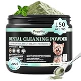 POPPAW Dog Dental Powder – Teeth Cleaning Powder with 6B CFU Probiotics, Enzymes & Antioxidants, Plaque & Tartar Off, Fresh Breath Support, 75 Days, Mint Chicken Flavor, No Brushing Oral Care