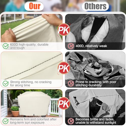 Image of 7112 Grill Cover for Weber Q2000 /Q300 /Q3000 /Q3200 Series Gas Grills | 600D Heavy Duty Waterproof BBQ Grill Cover for Weber Q2000,Q2200,Q2400,Q2000N+,Q300,Q320,Q3000,Q3200 Gas Grills,Beige