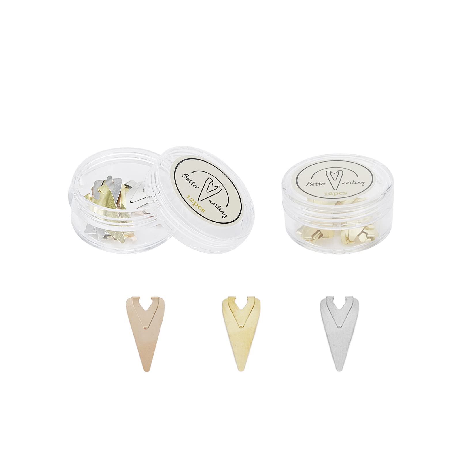 24 Pieces Book Darts Metal Bookmarks Small Book Line Markers Page Markers Clips with Plastic Storage Box for Teachers, Students, Readers(Rose Gold, Golden, Silver)