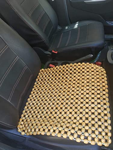 Image of Q1 Beads Wooden Beads Mbeige Bead Seat Wooden Cushion Cover Pad For Acupressure Sitting Suitable For Car,Suv, Office Chair (Beige, 1 Pc.)