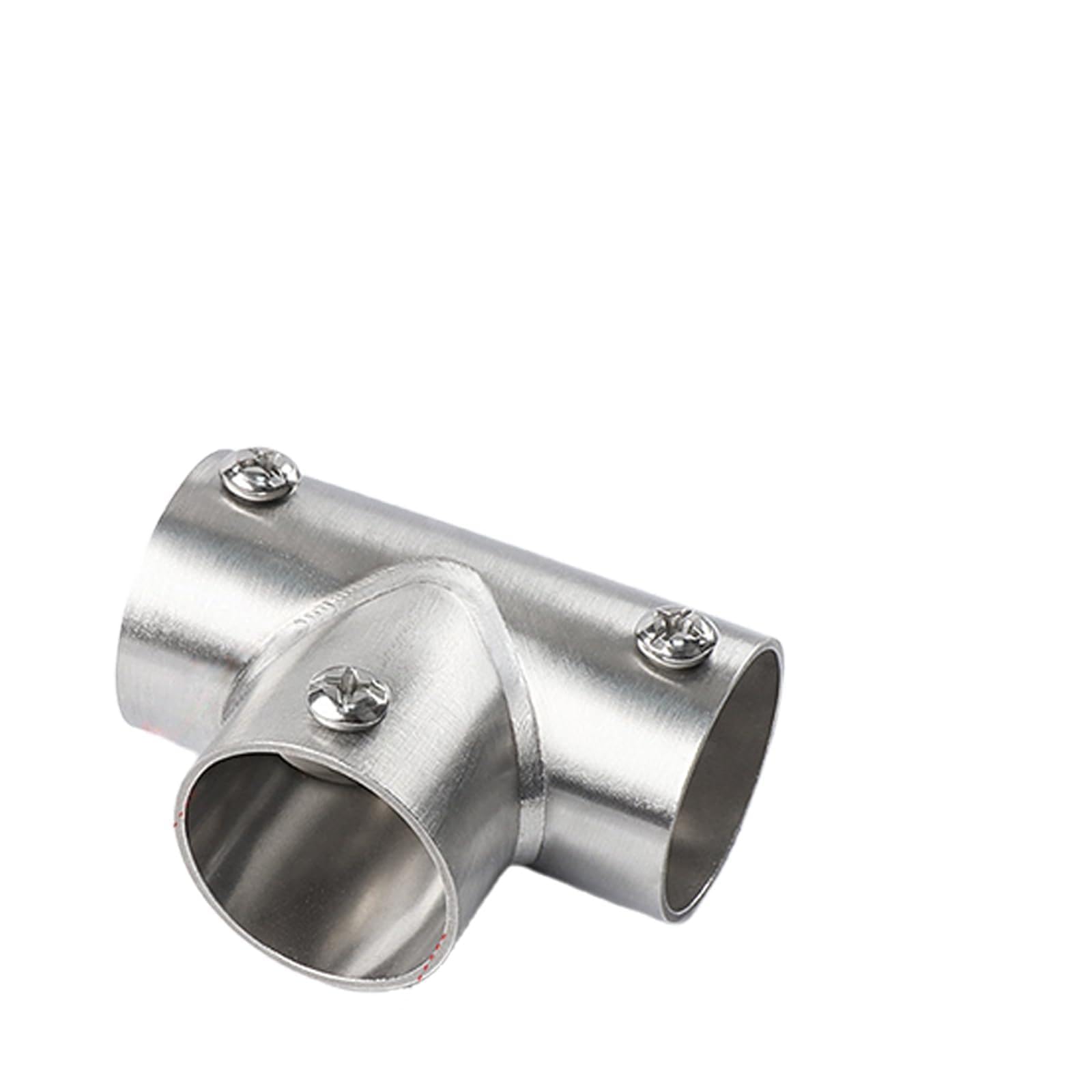 Tfaoys 3Ways Round Tube Connector Connection Fastener Stainless Steel 3 Way Elbow Pipe Fitting Connector Accessories Enduring Round Pipe Fixed Joint Storage Rack