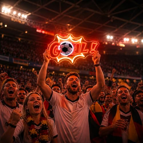 Image of Neon Sign, Soccer Neon Signs for Wall Decor LED Signs Neon Light | Soccer Goal Neon Sign for Fans, Sports Themed, Bedroom, Man Cave, Gaming Room Decor, Boys Gift, Dimmable, USB Powered