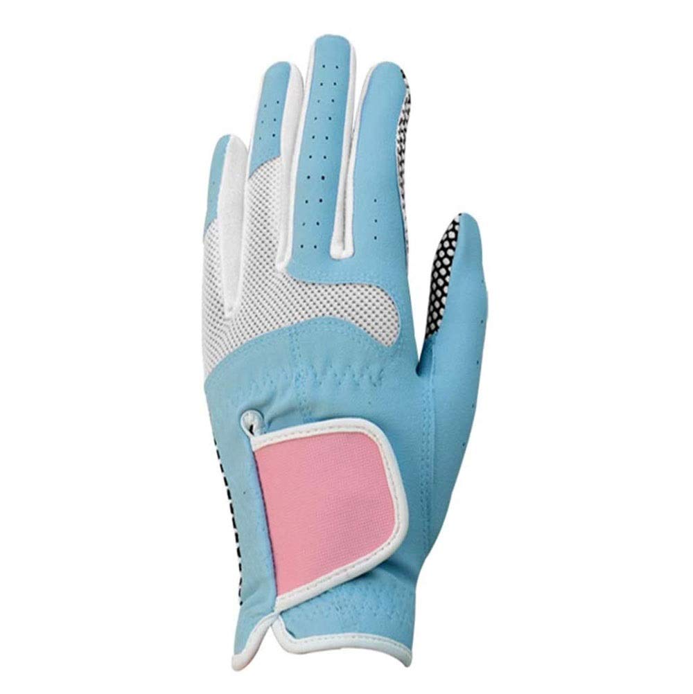 Golfhandschuhe für Frauen Damen Softanti-Slip-Partikel Komfortables Atmungsaktives Zubehör Atmungsaktiv für rutschfeste Handschuhe 1 Paar (Color : Blue, Size : 21)