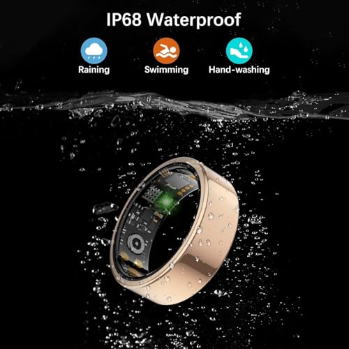 Image of Smart Ring for Women Men, Fitness Ring with Heart Rate, Blood Oxygen,Stress, Sleep Tracker, Step Tracker, Fit Ring No Subscription Fee, IP68 Waterproof Smart Ring for iPhone & Android (Rose Gold, 6#)