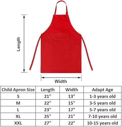 Miniatura 2 de TOPTIE Delantales para niños con bolsillo y correa ajustable, delantal para cocinar, hornear, pintar