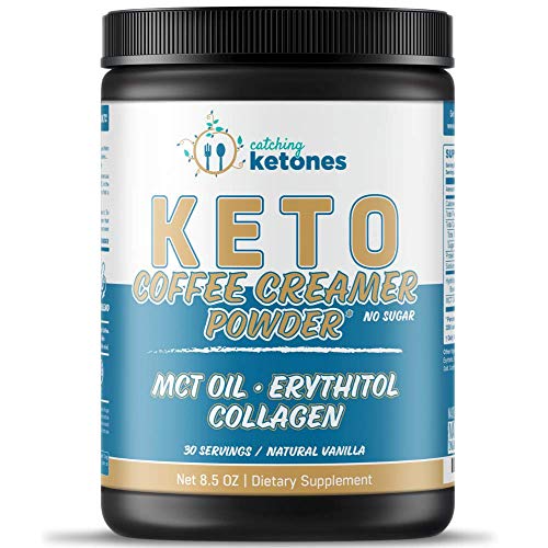 Keto Coffee Creamer with MCT Oil, French Vanilla Creamer Powder with Erythritol & Monkfruit Sweeteners-Collagen Creamer for Coffee-Sugar Free Vanilla Creamer-Keto Creamer for Coffee with MCT Oil