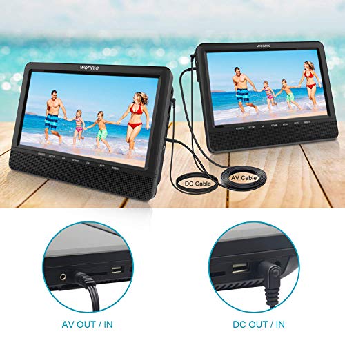 image for WONNIE 10'' Dual Portable DVD Players, Kids CD Player for Car Backseat
