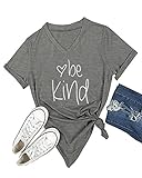 DANVOUY Womens T Shirt Casual Cotton Short Sleeve V-Neck Graphic T-Shirt Tops Tees Grey X-Large