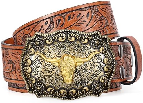 WHIPPY Cowgirl Gürtel für Damen Herren Western Kunstleder Gürtel für Jeans Vintage Cowboygürtel