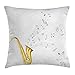 Produktbild Music Throw Pillow Cushion Cover, Illustration of Wavy Music Tune from Saxophone Solo Party Beat Fun Artful Design, Decorative Square Accent Pillow Case, 18 X 18 inches, Yellow White