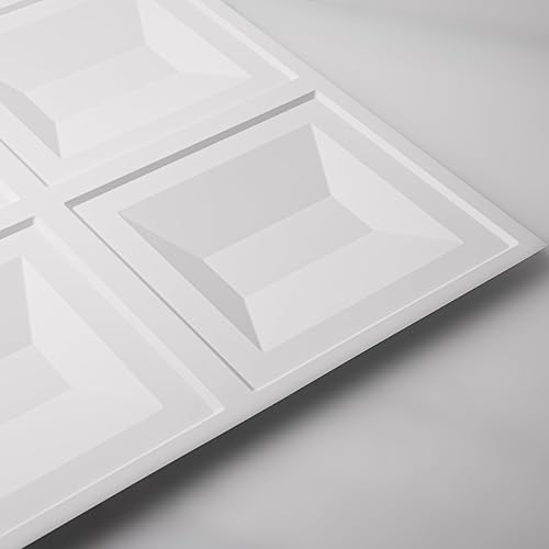 Miniatura 6 de Art3d Azulejos de techo de caída 24x24, 12 hojas de PVC decorativos de pegamento para paneles de 2 x 2, color blanco