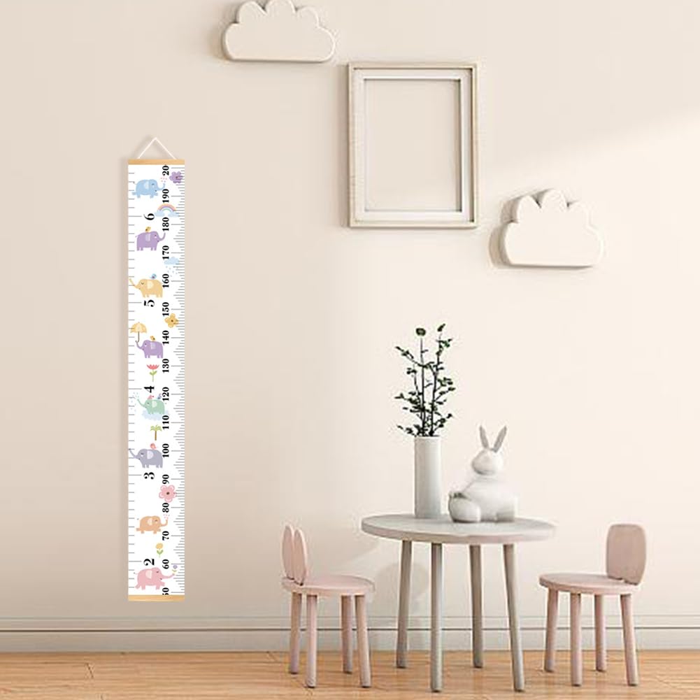 CREATCABIN Animal Growth Chart For Wall Cartoon Growth Height Chart Handing Ruler Measurement Wall Decor Canvas Removable Height Growth Chart for Home Living Room Decoration Nursery 4.9 FT Elephant - Image 4