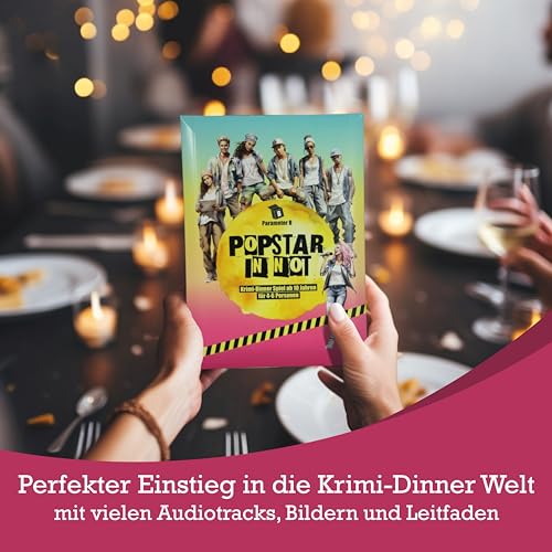 Parameter B - Popstar in Not - Krimidinner für 4-6 Personen – ab 10 Jahren - Krimidinner für Zuhause für Familien mit Kindern - Krimispiel für Einsteiger - realistische Beweise