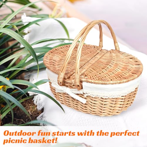 Hap Tim Wicker Picnic Basket for 2 with Lid - Unique Gifts Ideas for Couple, Engagement, Wedding, Bridal Shower, Family, Christmas - White Elephant Gifts for Adults(Y2408B-1) by Hap Tim - Image 4