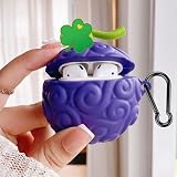 ZOSTLAND Devil Wireless Earphone,Keychain Thick Soft Portable Ring Silicone Shockproof Protective Cover Box Compatible with AirPods2&1 Case Charge (Purple Fruit,Airpods1&2)