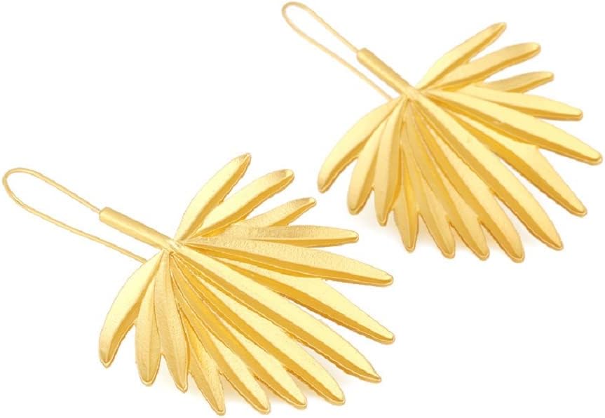 Palm Leaf Earrings for Women, Cute Coconut Tree Leaf Earrings for Womens, Tropical Palm Tree Leaf Dangle Earrings Hypoallergenic, Gold Leaf Statement Drop Earrings, Zinc, No Gemstone - Image 7