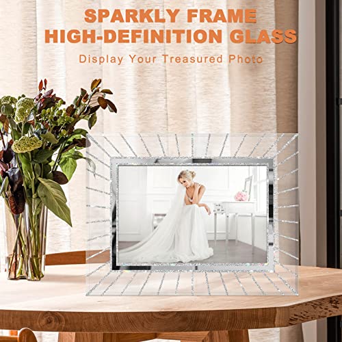 Iziddo 5X7 Picture Frames Sparkly Glass Set Of 2, Gifts Photo Frame Crystal Bling Only For Tabletop, Display Horizontal And Vertical With High Definition Glass (5X7, 2 Pack) #TOP3