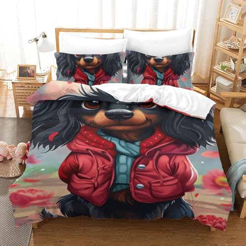 Housse de couette chien 3D 140x200cm parure de lit microfibre douce 3 pièces - 2