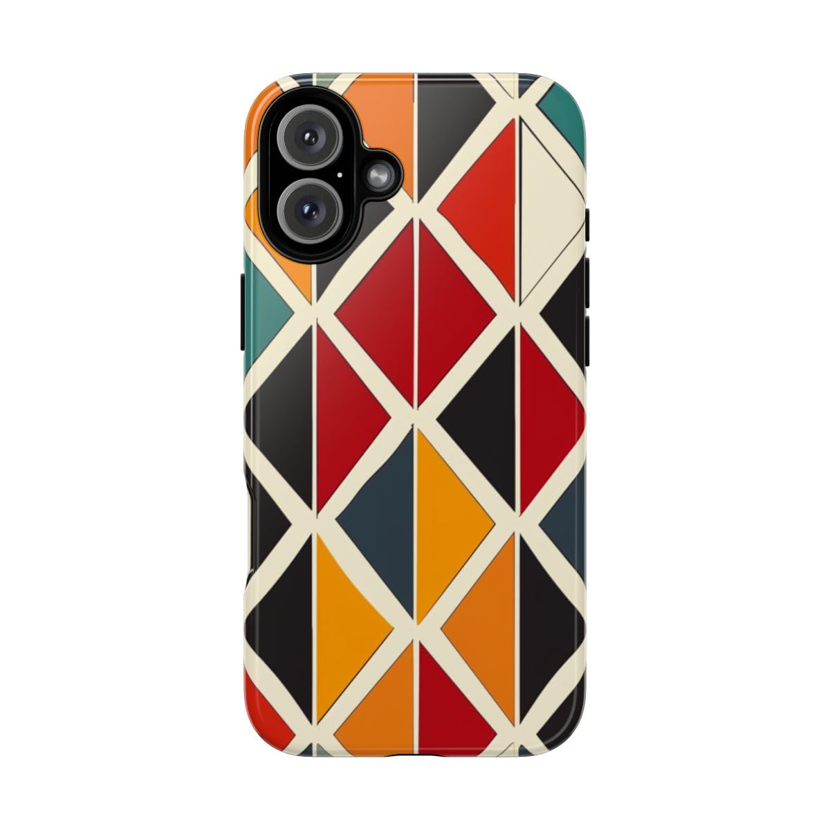 Coque rigide brillante motif géométrique orange pour iPhone 16 Plus luxe - 5