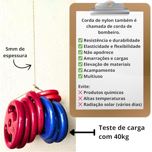 Corda Trançada Nylon 5mm 20m Multiuso Paracord Atividades Ao Ar Livre Camping Escalada Acessório De