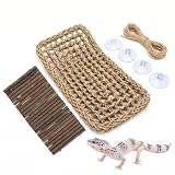 Bartagamen Terrarium-Zubehör, Reptilienhängematte aus natürlichem Jute und Holz, verstellbare gebogene Brücke zum Klettern, ideal für Igel, Egel, Gecko, Schlange, Schildkröte, Spinne, Einsiedlerkrebs