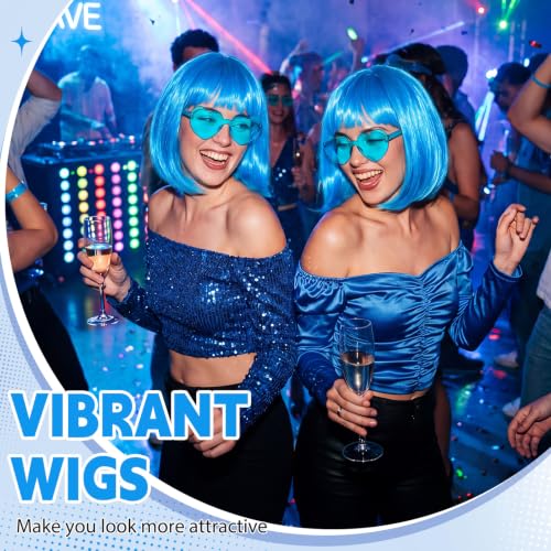Image of Chunyin 2 Pieces Party Wigs and Sunglasses Set, Sky Blue