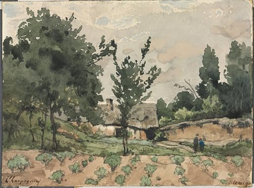 Peinture pour decoration salon paysage avec ferme Henri Harpignies tableau moderne toile 60x90