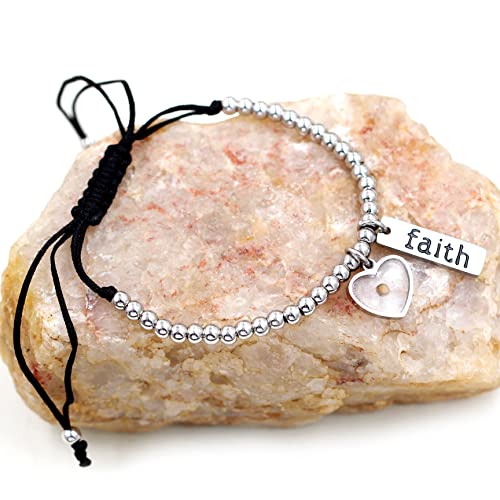 Image of Uloveido Copper Brass Beads Ball Bracelet Adjustable Braided Rope Bracelet with Mustard Seed Charm